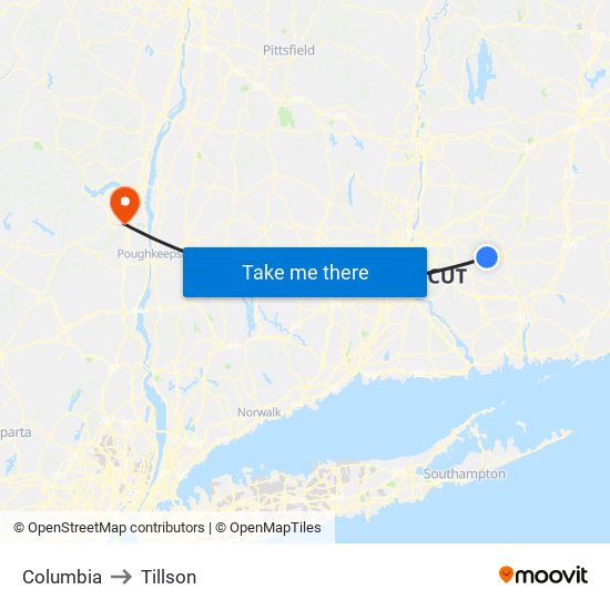 Columbia to Tillson map