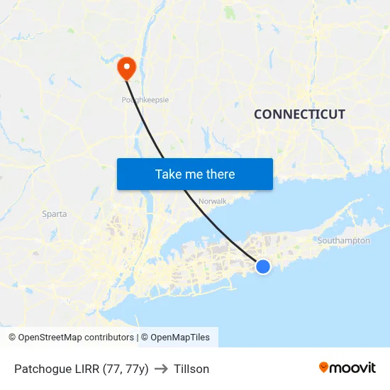 Patchogue LIRR (77, 77y) to Tillson map