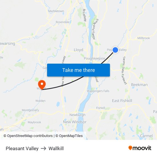 Pleasant Valley to Wallkill map