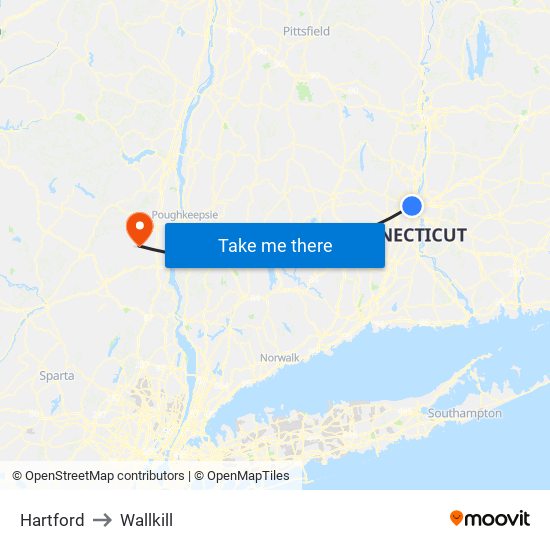 Hartford to Wallkill map
