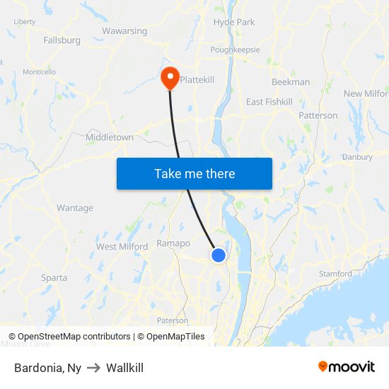 Bardonia, Ny to Wallkill map