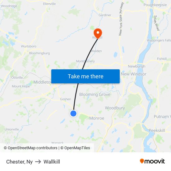 Chester, Ny to Wallkill map