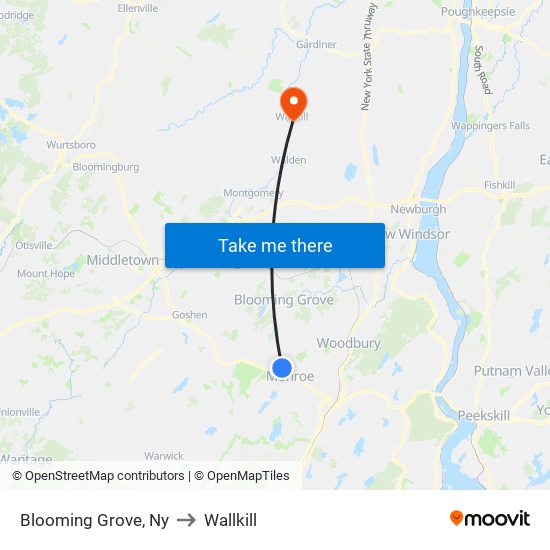 Blooming Grove, Ny to Wallkill map