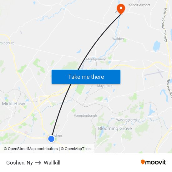 Goshen, Ny to Wallkill map