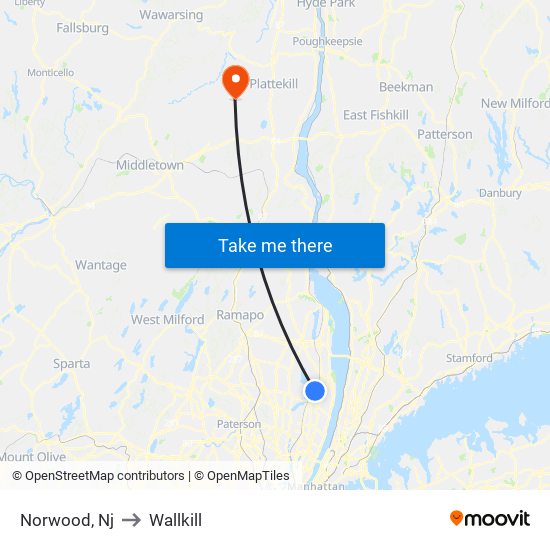 Norwood, Nj to Wallkill map