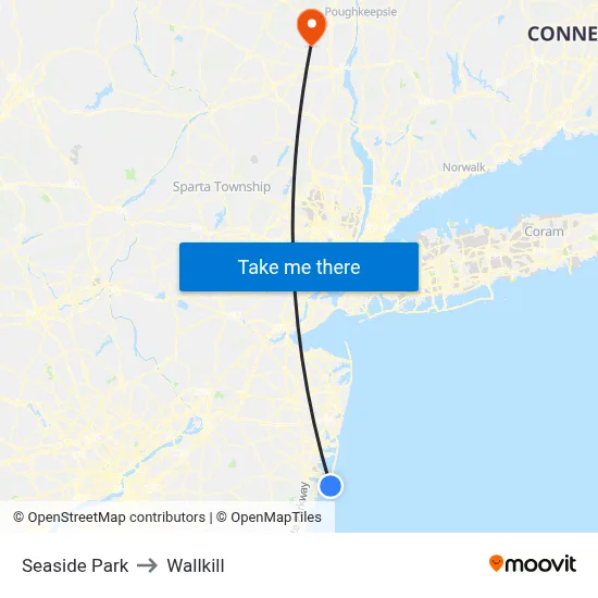 Seaside Park to Wallkill map