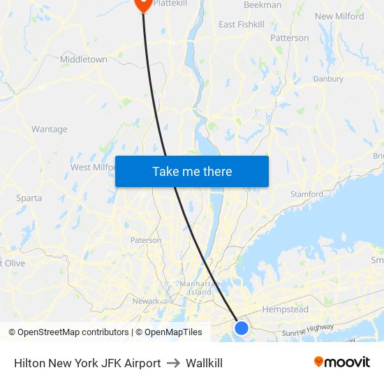 Hilton New York JFK Airport to Wallkill map