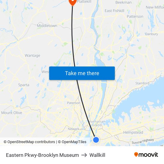 Eastern Pkwy-Brooklyn Museum to Wallkill map