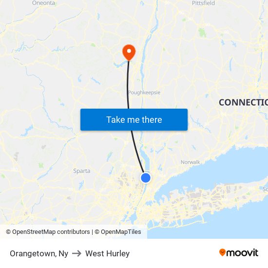 Orangetown, Ny to West Hurley map