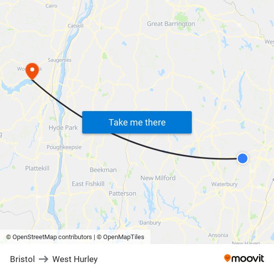 Bristol to West Hurley map