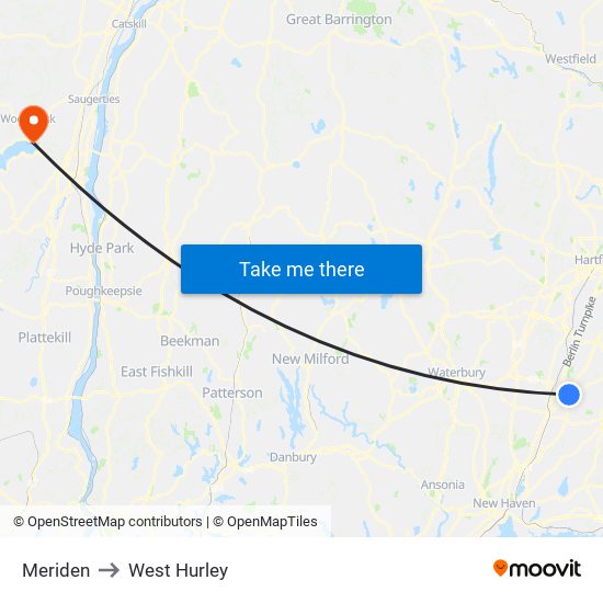 Meriden to West Hurley map