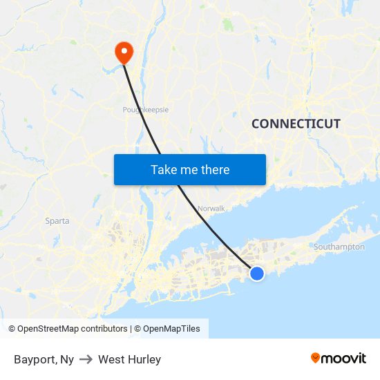 Bayport, Ny to West Hurley map