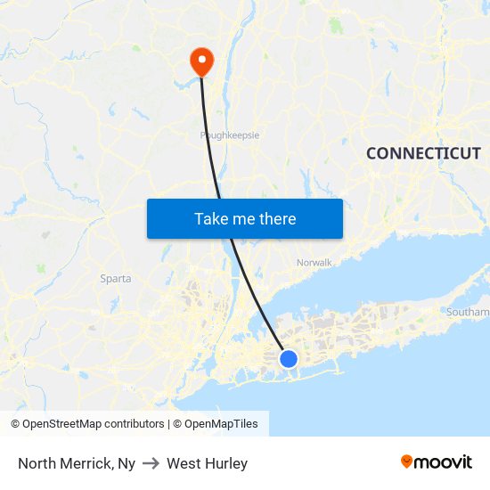 North Merrick, Ny to West Hurley map