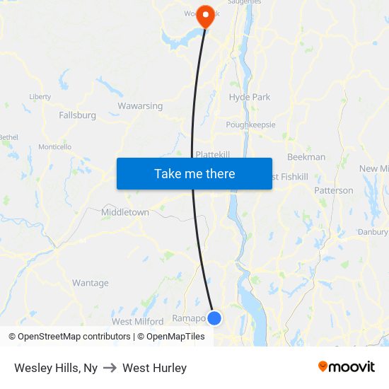 Wesley Hills, Ny to West Hurley map