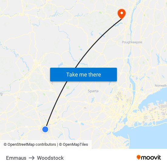 Emmaus to Woodstock map