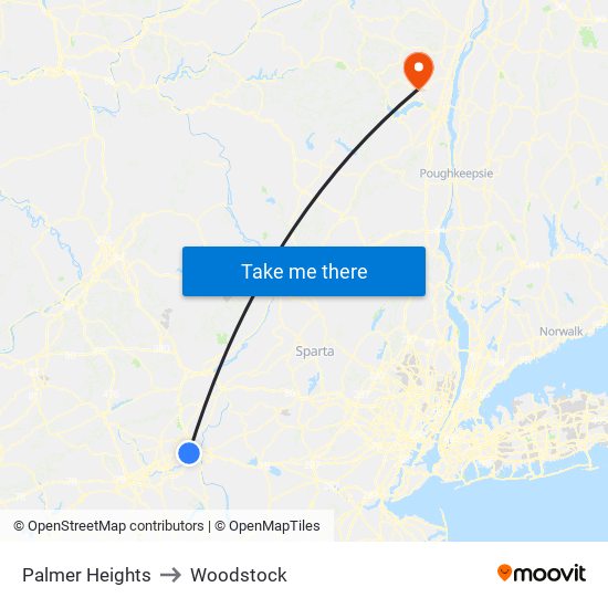 Palmer Heights to Woodstock map