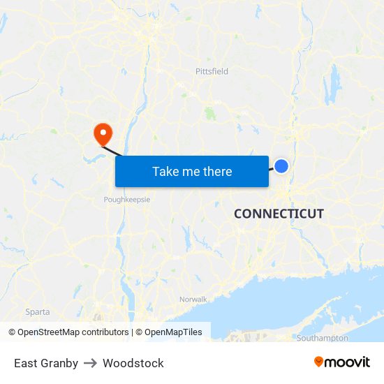 East Granby to Woodstock map
