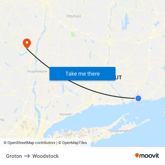 Groton to Woodstock map