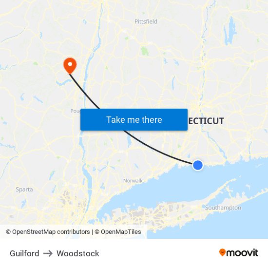 Guilford to Woodstock map