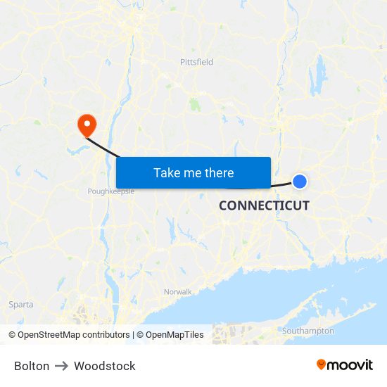 Bolton to Woodstock map