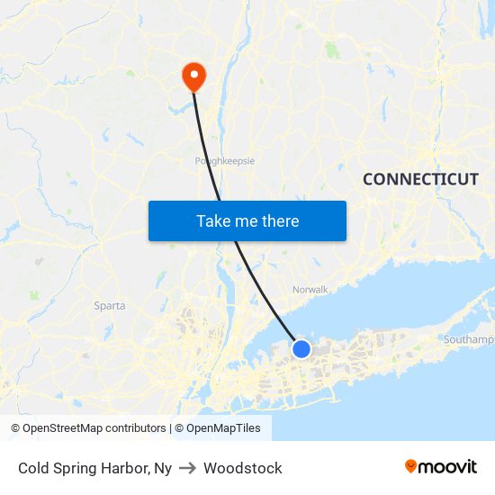 Cold Spring Harbor, Ny to Woodstock map