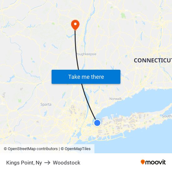 Kings Point, Ny to Woodstock map