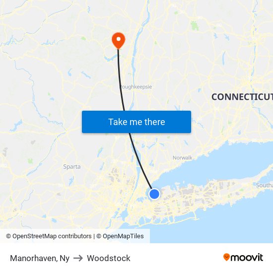 Manorhaven, Ny to Woodstock map