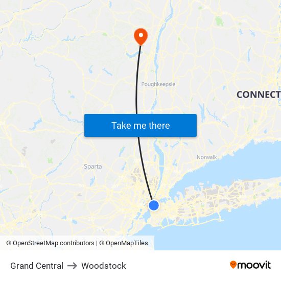 Grand Central to Woodstock map