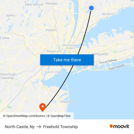 North Castle, Ny to Freehold Township map