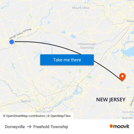 Dorneyville to Freehold Township map