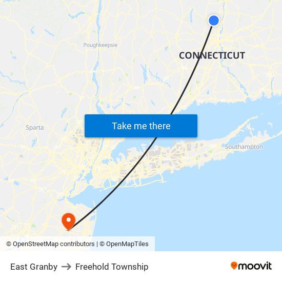 East Granby to Freehold Township map