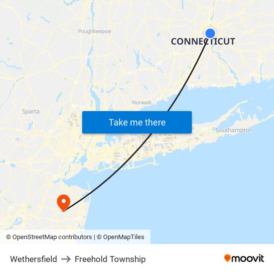 Wethersfield to Freehold Township map