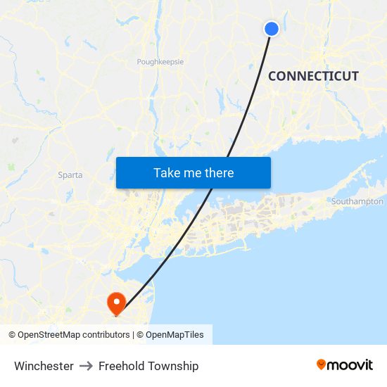 Winchester to Freehold Township map