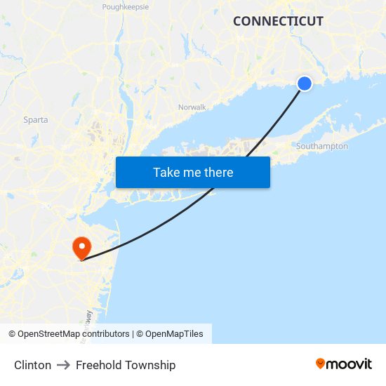 Clinton to Freehold Township map