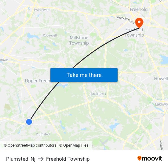 Plumsted, Nj to Freehold Township map