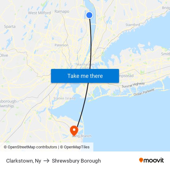 Clarkstown, Ny to Shrewsbury Borough map