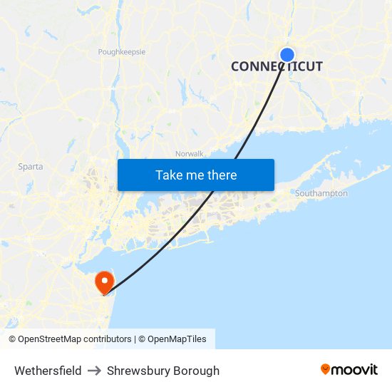 Wethersfield to Shrewsbury Borough map