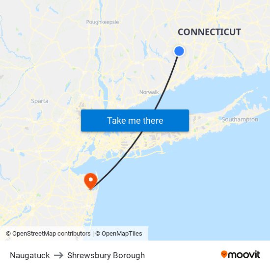 Naugatuck to Shrewsbury Borough map