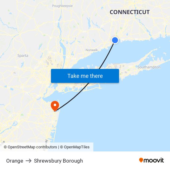 Orange to Shrewsbury Borough map