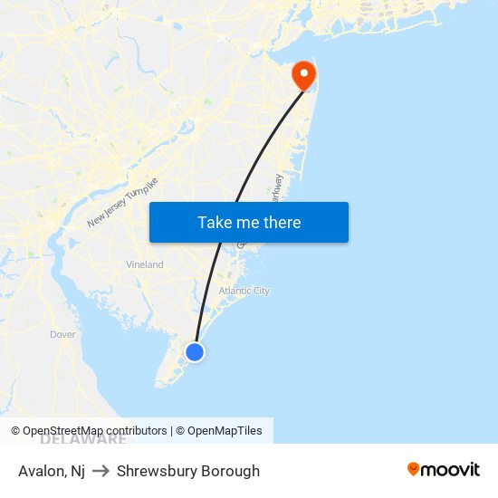 Avalon, Nj to Shrewsbury Borough map