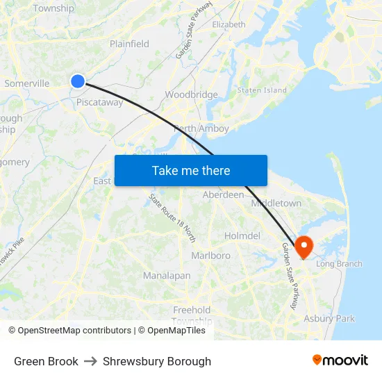Green Brook to Shrewsbury Borough map