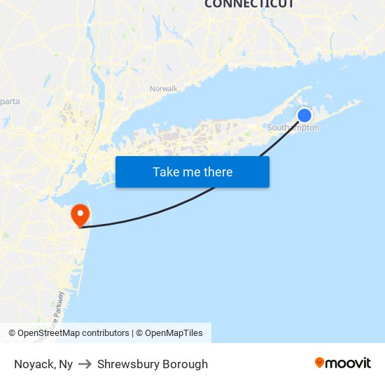 Noyack, Ny to Shrewsbury Borough map