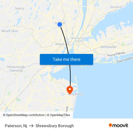 Paterson, Nj to Shrewsbury Borough map