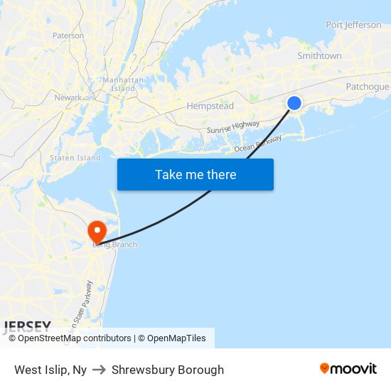 West Islip, Ny to Shrewsbury Borough map