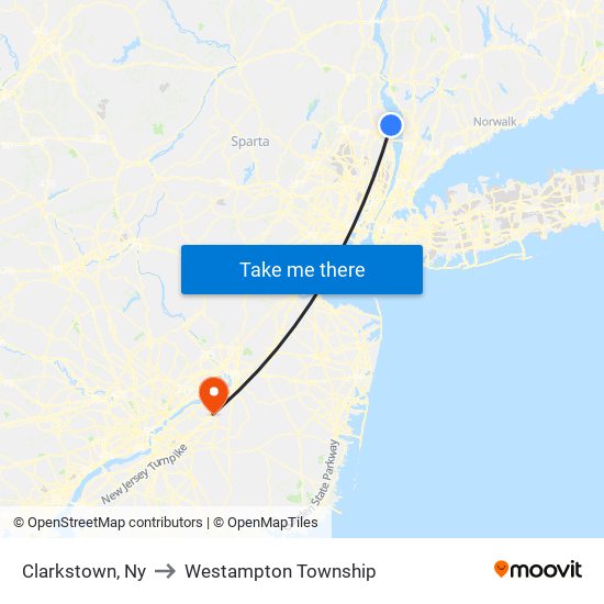 Clarkstown, Ny to Westampton Township map