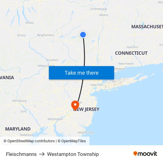 Fleischmanns to Westampton Township map