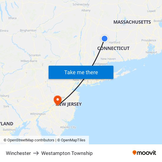 Winchester to Westampton Township map