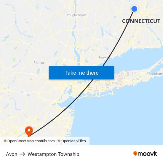 Avon to Westampton Township map