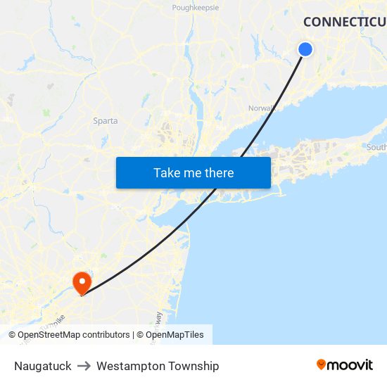 Naugatuck to Westampton Township map