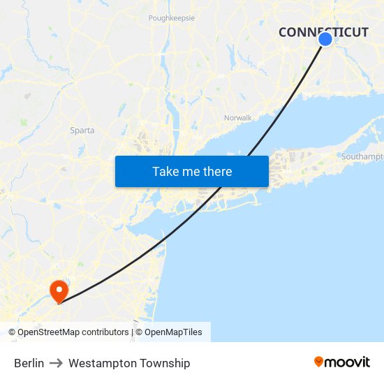 Berlin to Westampton Township map